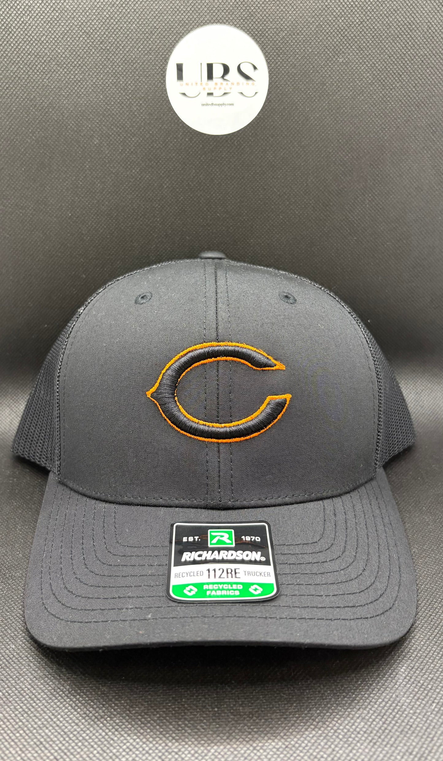 Clinton Big C PUFF 3D Richarson Triple Black Trucker Hat
