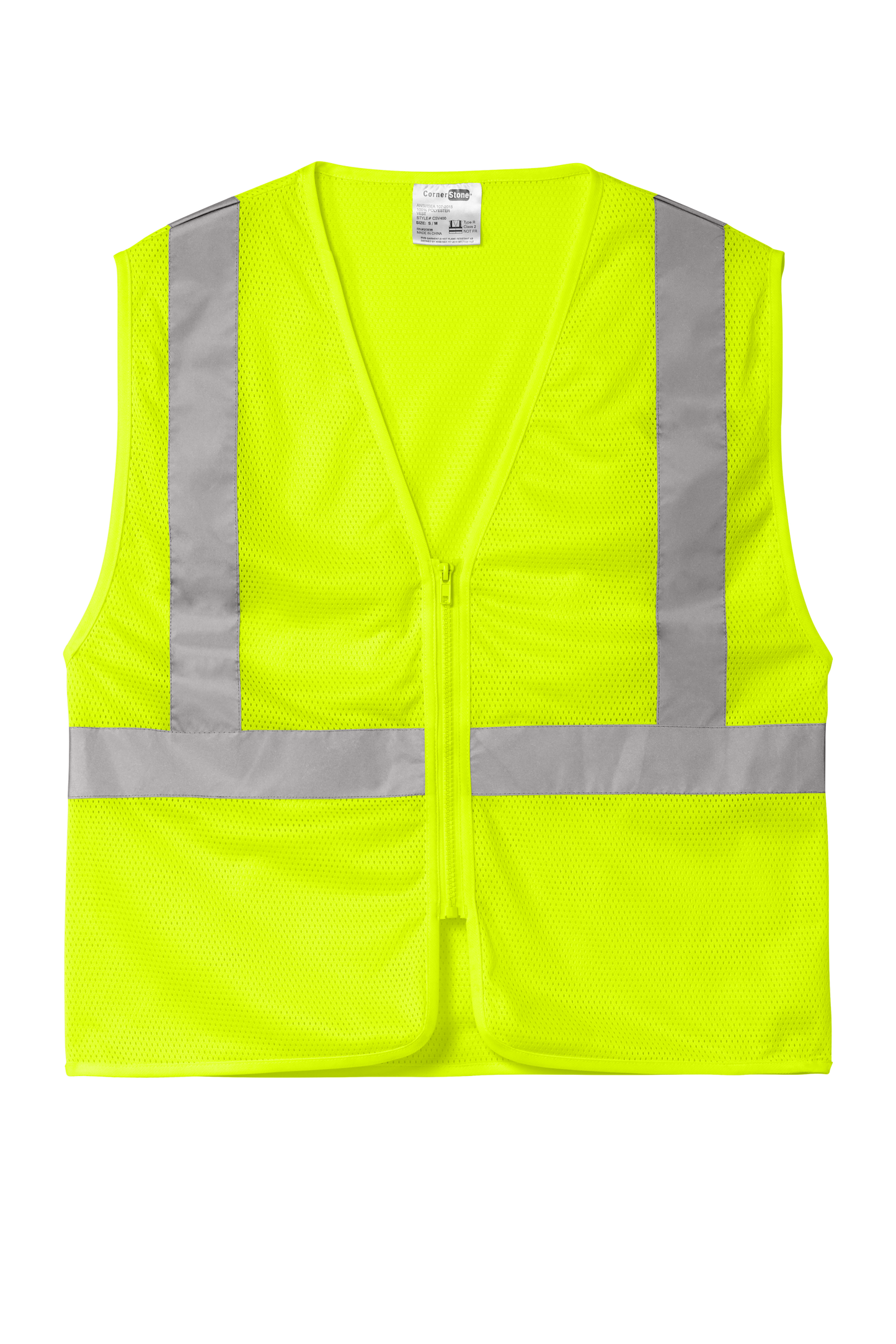 Class 2 Safety Economy Mesh Zippered Vest ANSI 107