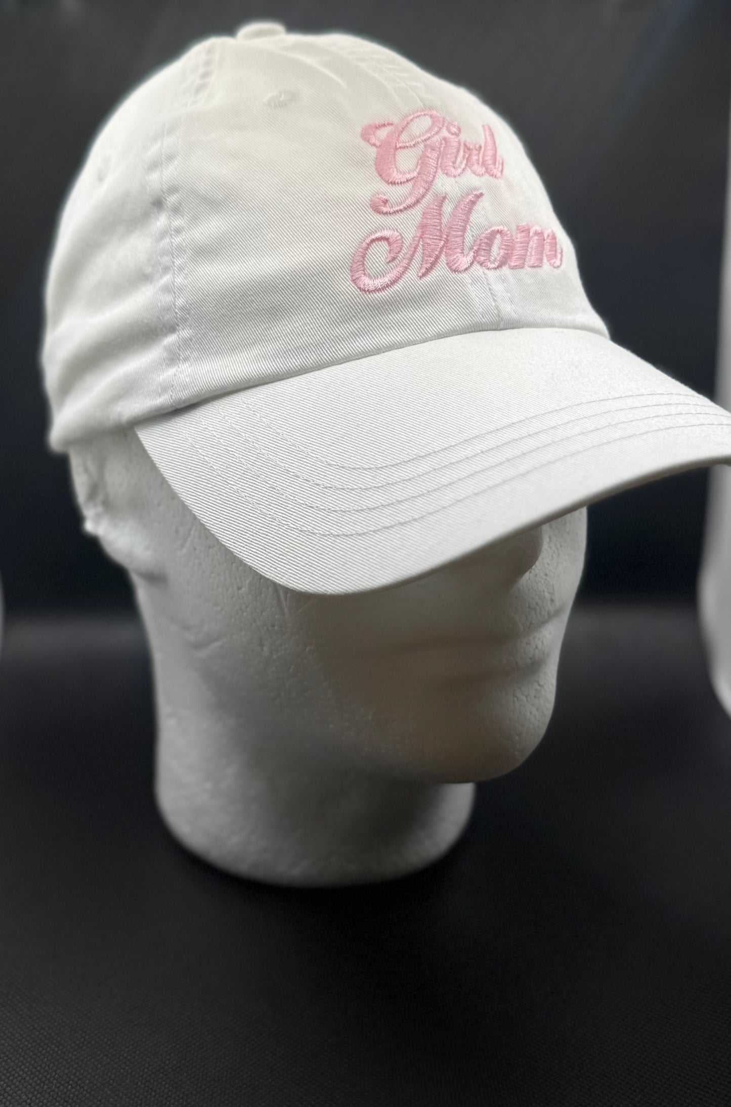 Girl Mom Script Hat Cap White Embroidered Font *Limited Edition*