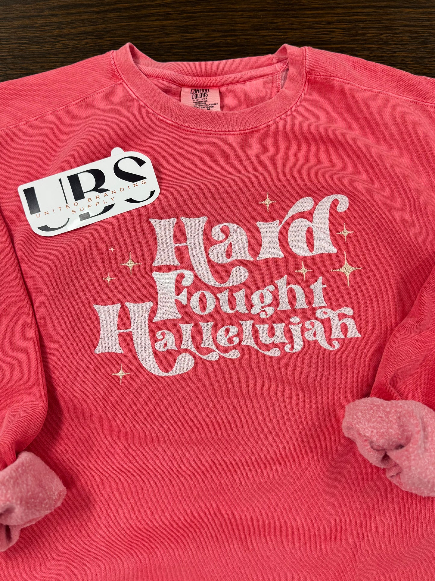 Crewneck Comfort Colors Sweatshirt Big Phrase Front Embroidery
