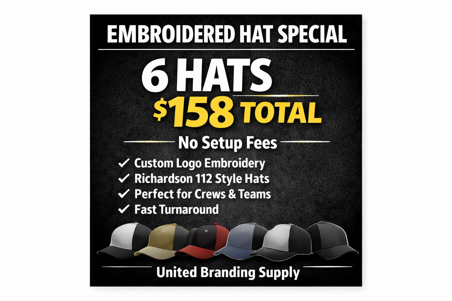 6 Embroidered Hat Special