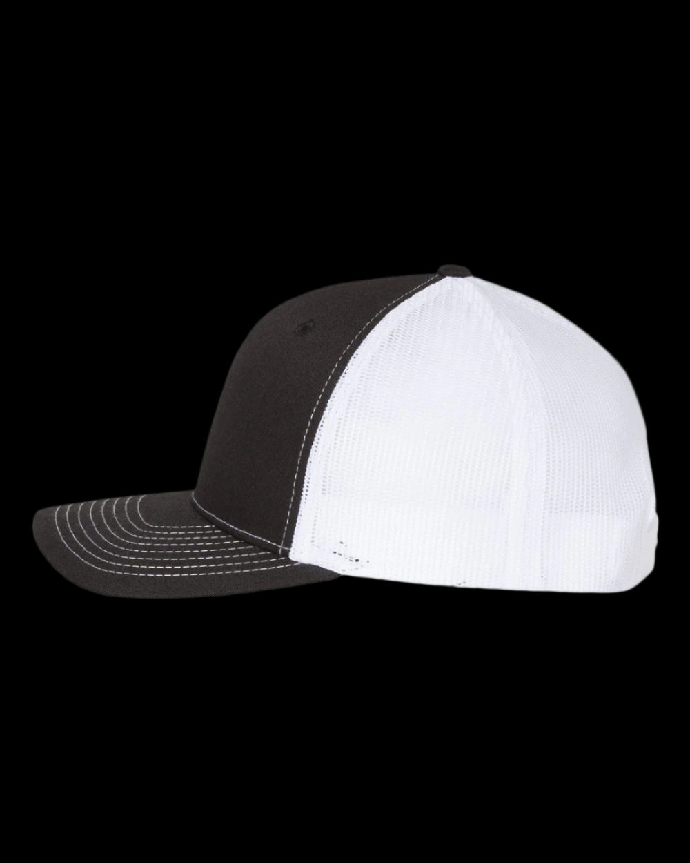 Richardson 112FP Black White Back Trucker Snap Back