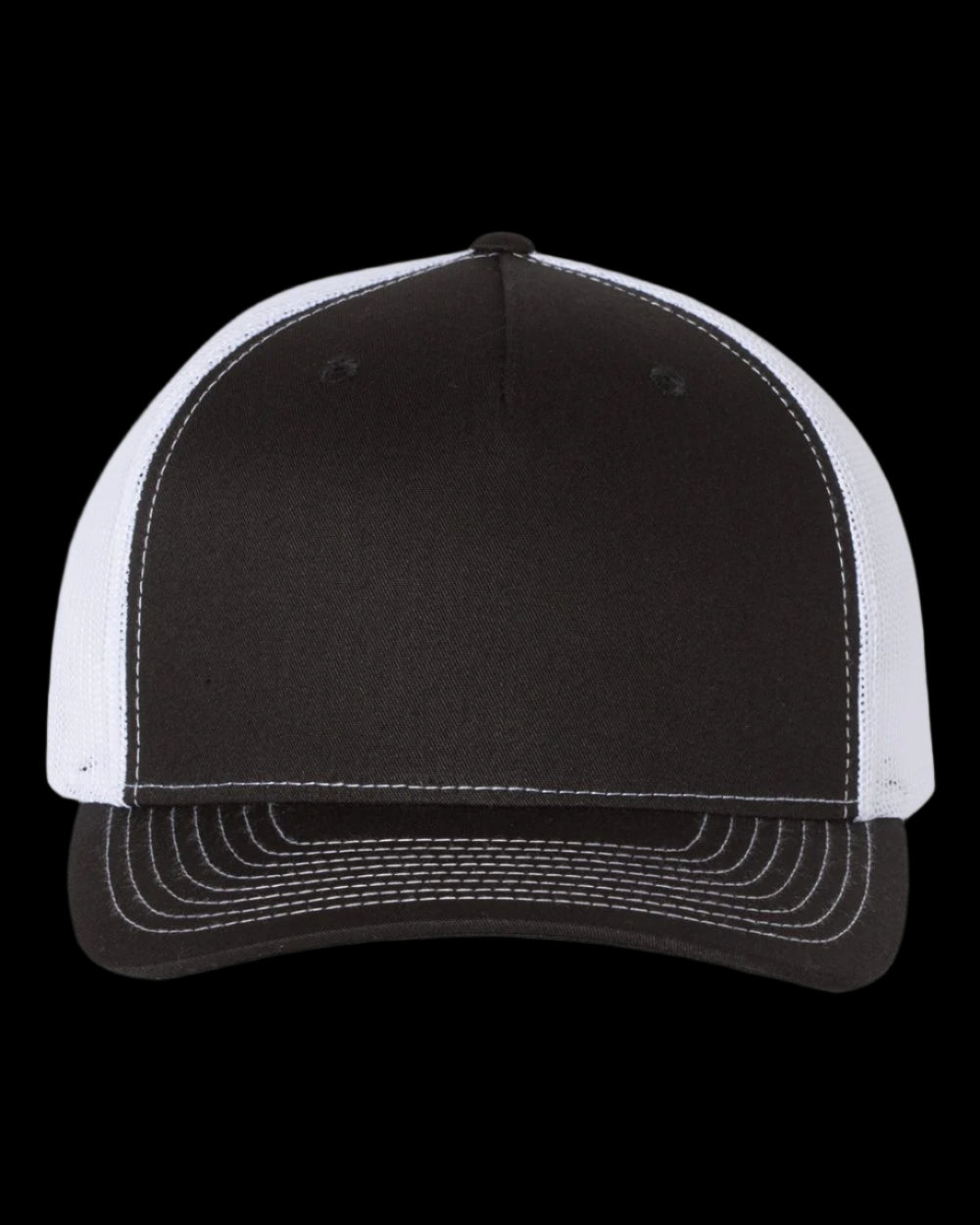 Richardson 112FP Black White Back Trucker Snap Back