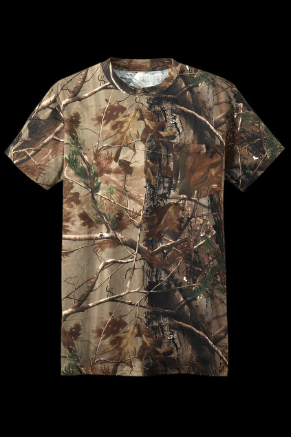 Short Sleeve Pocket T-Shirt Russell Outdoors Realtree Camo 100% Cotton
