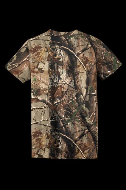 Short Sleeve Pocket T-Shirt Russell Outdoors Realtree Camo 100% Cotton