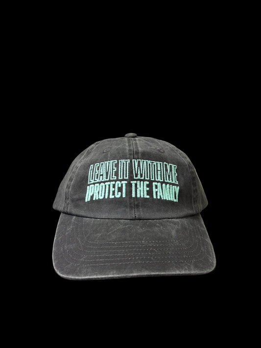 Embroidered Lyric Dad Hat Vintage Washed Black Cap