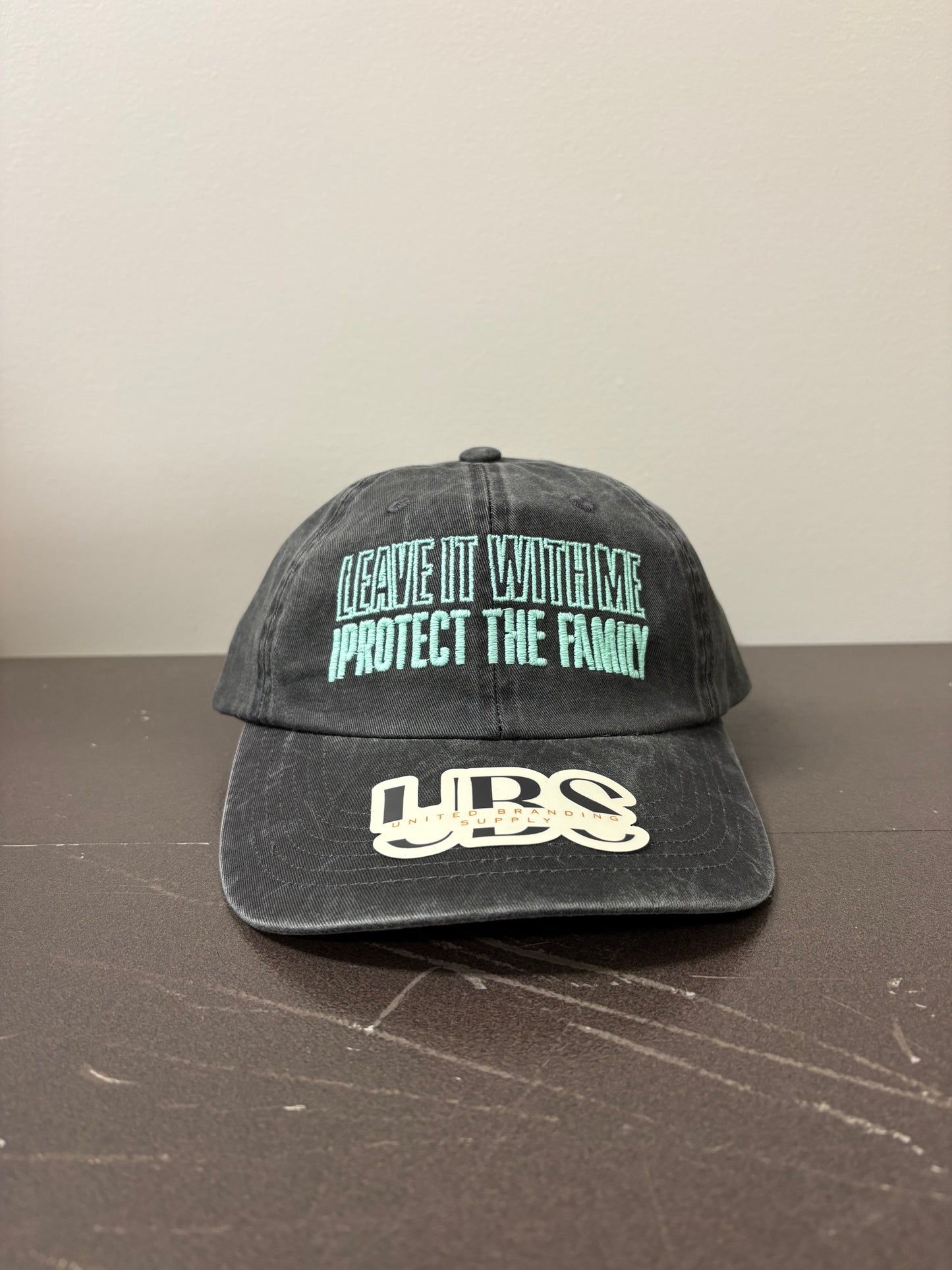 Embroidered Lyric Dad Hat Vintage Washed Black Cap