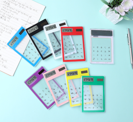 Calculator See through Plastic Swag Solar Energy Logo Customized Light weight