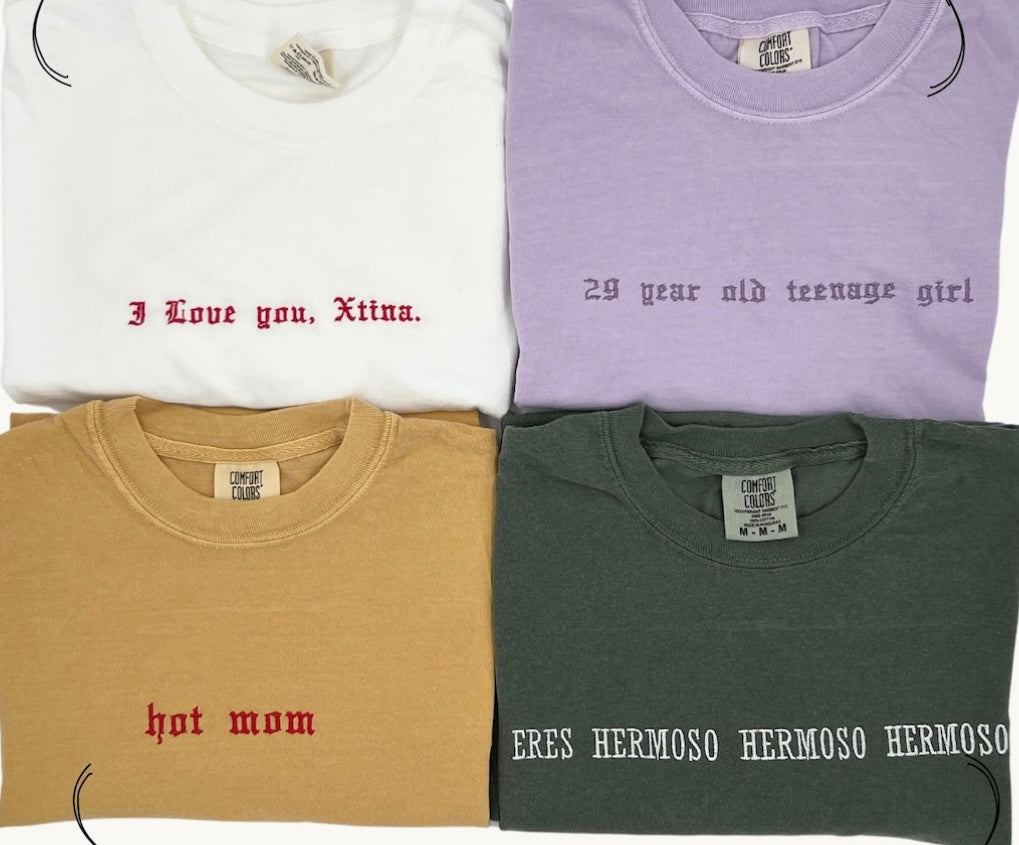 Comfort Colors T Shirt Custom Embroidered