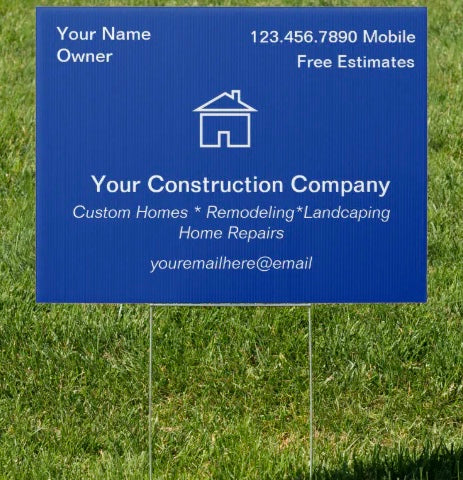 Single Yard Sign For Sale Business Logo HD Full color Sign 24"x18" w/ Stake