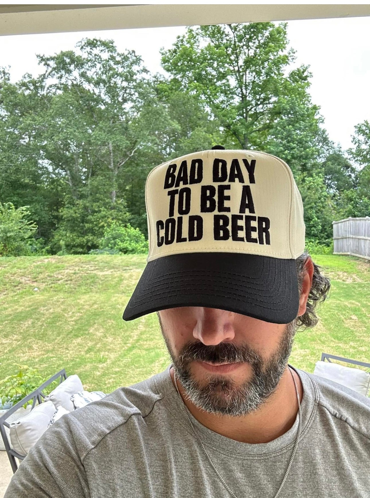 CUSTOM OTTO Natural / Black Brim SnapBack Trucker A-Frame Hat Cap Baseball Hat