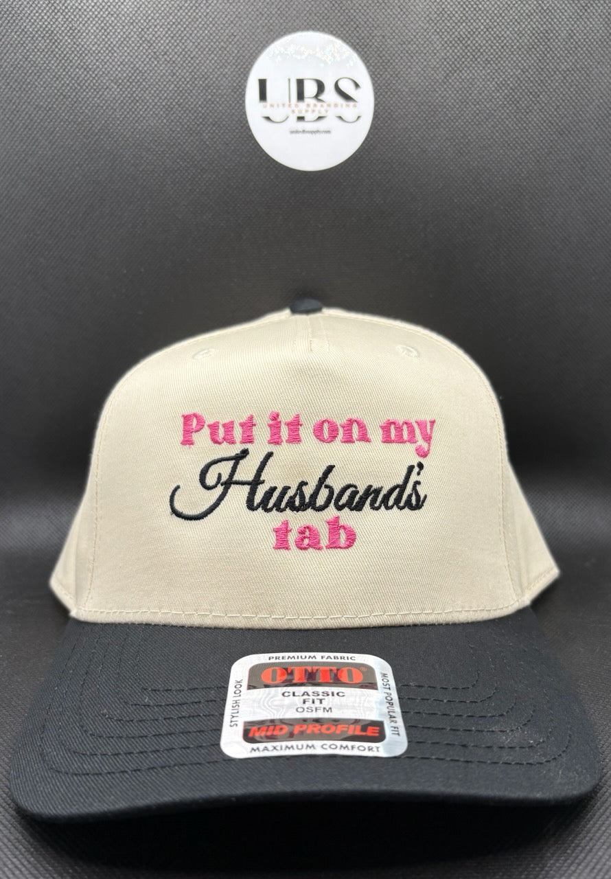 CUSTOM OTTO Natural / Black Brim SnapBack Trucker A-Frame Hat Cap Baseball Hat