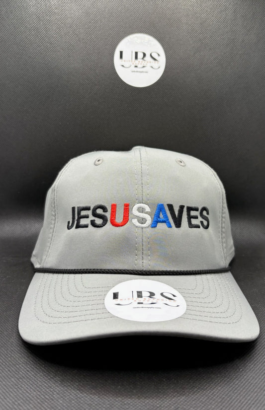 Jesus Saves USA Gray Black Rope SnapBack Hat Cap Curved Bill Imperial The Wingman Cap 7054