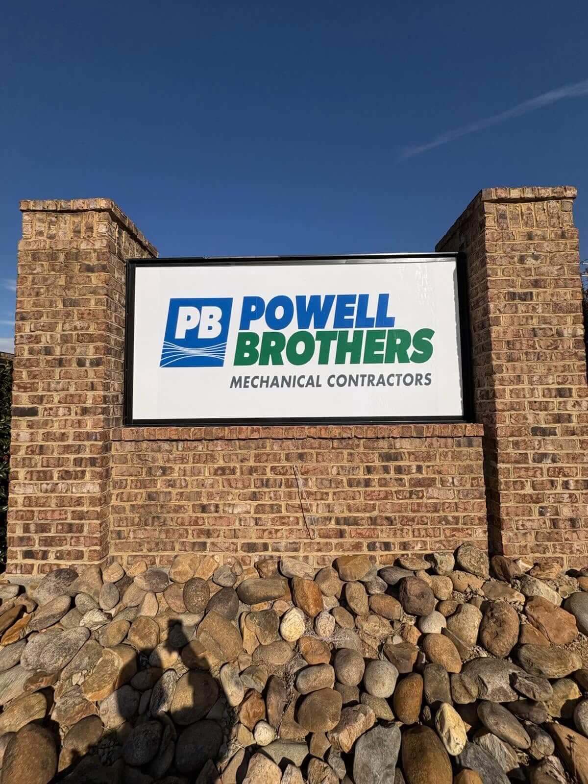 Powell Brothers Mechanical Contractors monument sign by United Branding Supply